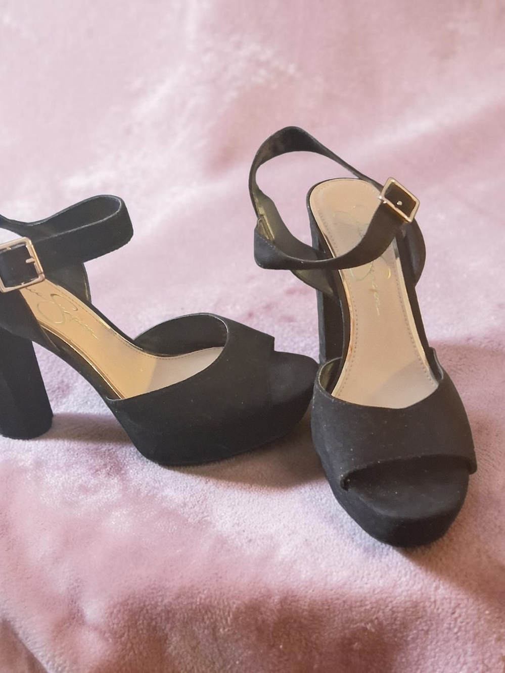 Jessica Simpson Lirio platform block heel sandals in black Women's Shoes Size 8